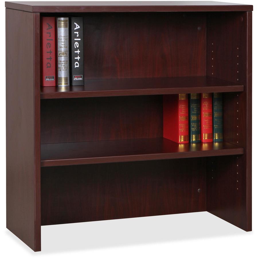 Lorell Essentials Series Stack-on Bookshelf - 36" x 15" x 36" - 2 x Shelf(ves) - Stackable - Mahogany, Laminate - MFC, Polyvinyl Chloride (PVC) - Assembly Required. Picture 6
