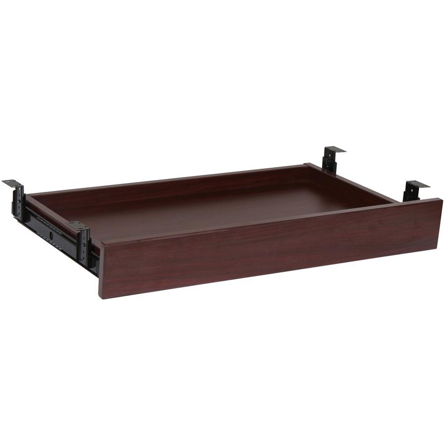 Lorell Universal Center Drawer - 28.4" Length x 16.7" Width x 5.1" Height - Mahogany, Laminate. Picture 3