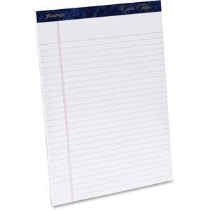 TOPS Gold Fibre Ruled Perforated Writing Pads - Letter - 50 Sheets - Watermark - Stapled/Glued - 0.34" Ruled - 16 lb Basis Weight - Letter - 8 1/2" x 11" - Dark Blue Binding - Bleed-free, Micro Perfor. Picture 3