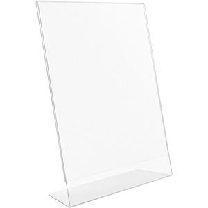 Deflecto Anti-Glare Slanted Sign Holder - Portrait - 11" x 8.5" x 2.5" x - Acrylic - 1 Each - Clear - Anti-glare, Scratch Resistant, Durable, Heavy Duty, Double-sided. Picture 10