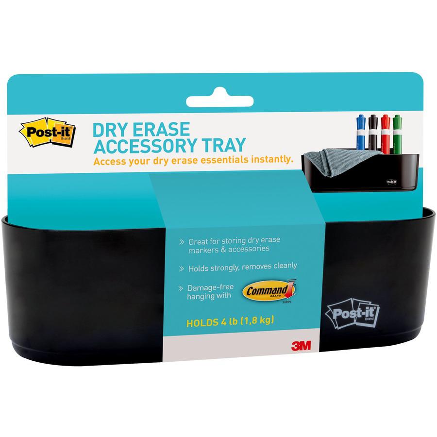 Post-it&reg; Dry-Erase Accessory Tray - 5.2" x 8.4" x 3" x - Plastic - 1 Each - Black. Picture 6