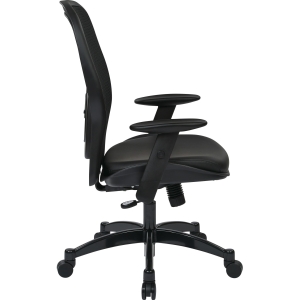 Office Star Professional Managers Chair - Leather Seat - 5-star Base - Black - 20" Seat Width x 19.50" Seat Depth - 27.3" Width x 25.8" Depth x 46.3" Height. Picture 4