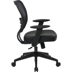 Office Star Dark Air Grid Back Managers Chair - Leather Seat - 5-star Base - Black - 20" Seat Width x 19.50" Seat Depth - 26.5" Width x 25.3" Depth x 42" Height. Picture 3