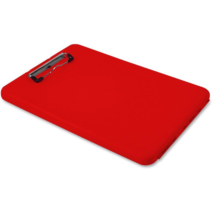 Saunders SlimMate Storage Clipboard - 0.50" Clip Capacity - Storage for Stationary, Tablet, iPad, eReader, Document, Paper - Top Opening - 8 1/2" x 12" - Polypropylene - Red - 1 Each. Picture 3