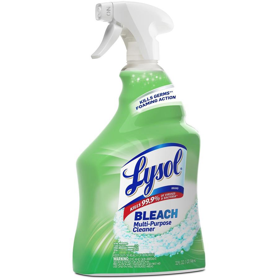 Lysol Multi-Purpose Cleaner with Bleach - Spray - 32 fl oz (1 quart) - 12 / Carton - White. Picture 7