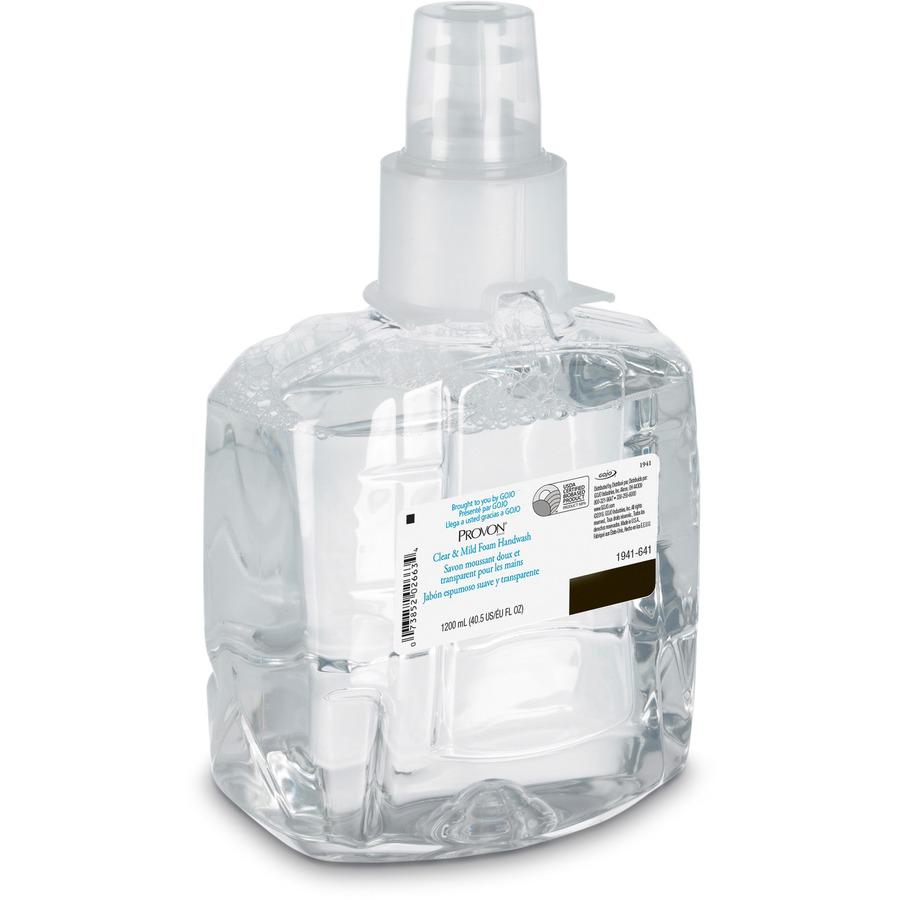 Provon LTX-12 Refill Clear & Mild Foam Handwash - 40.6 fl oz (1200 mL) - Pump Bottle Dispenser - Kill Germs - Skin, Hand - Moisturizing - Clear - Rich Lather, Fragrance-free, Dye-free - 2 / Carton. Picture 8