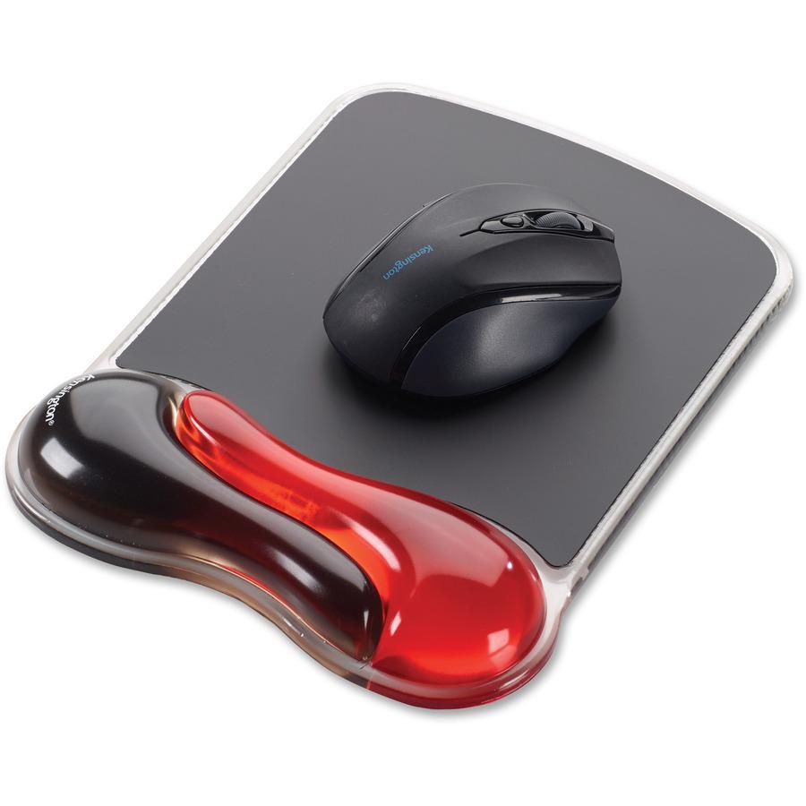 Kensington Duo Gel Wave Mouse Pad Wrist Pillow - 1" x 7.25" x 9.50" Dimension - Red, Black - Gel - Slip Resistant - 1 Pack. Picture 3