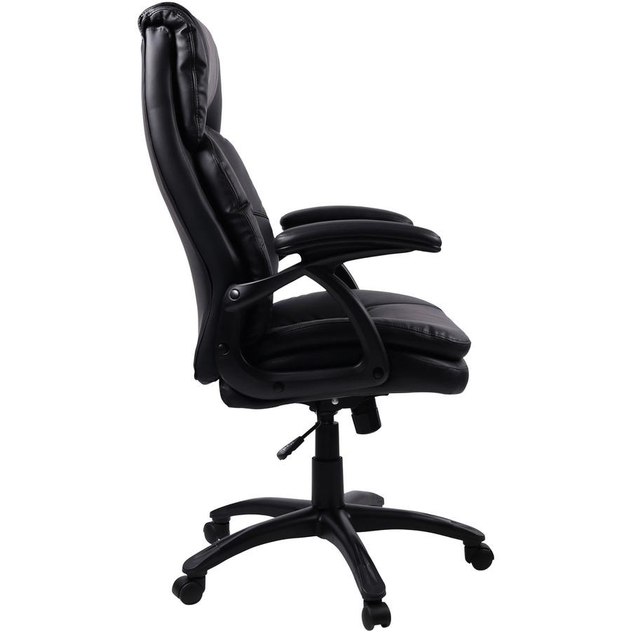 Lorell Black Base High-back Leather Chair - Bonded Leather Seat - Bonded Leather Back - High Back - 5-star Base - Black - 1 Each. Picture 10