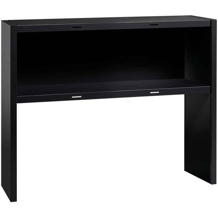 Lorell Fortress Modular Series Stack-on Hutch - 48" - Material: Steel - Finish: Black - Grommet, Cord Management. Picture 3