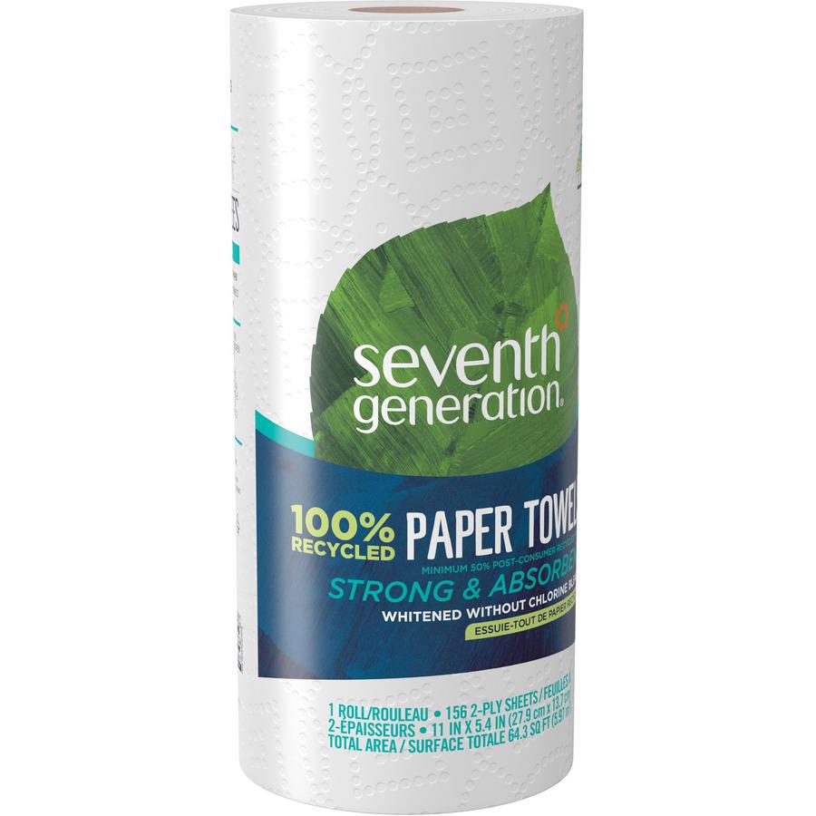 Seventh Generation 100% Recycled Paper Towels - 2 Ply - 156 Sheets/Roll - White - 24 / Carton. Picture 7