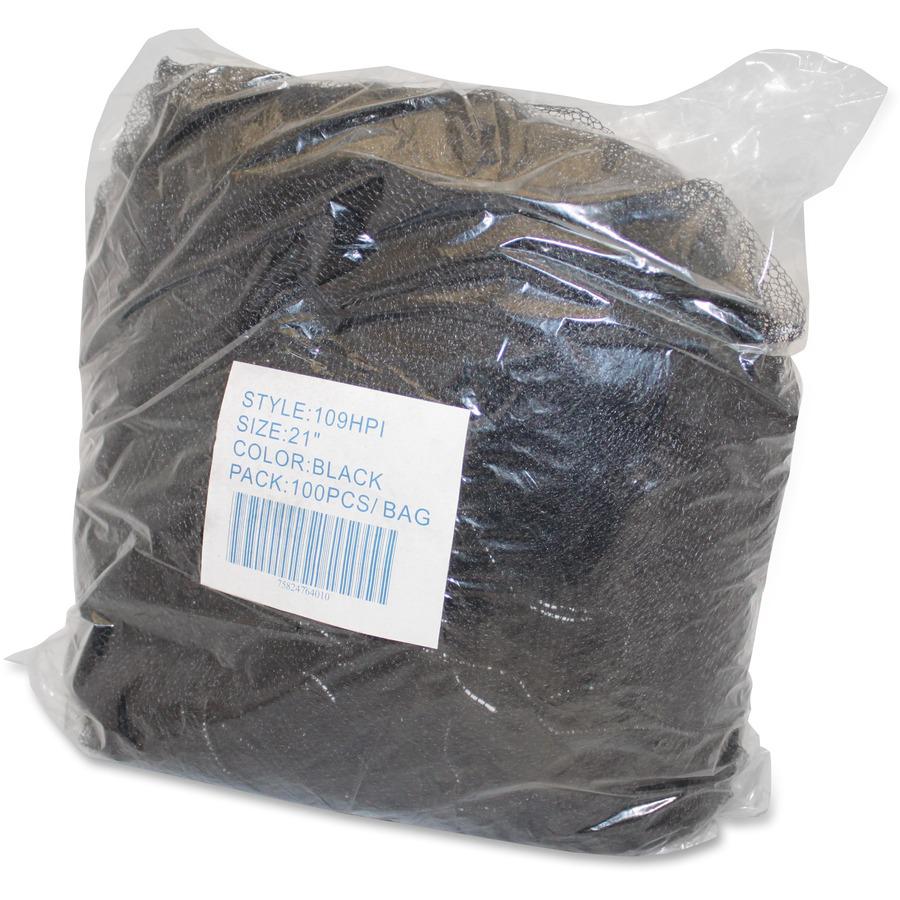 Genuine Joe Black Nylon Hair Net - Recommended for: Food Handling, Food Processing - Large Size - 21" Stretched Diameter - Contaminant Protection - Nylon - Black - Lightweight, Comfortable, Durable, T. Picture 4