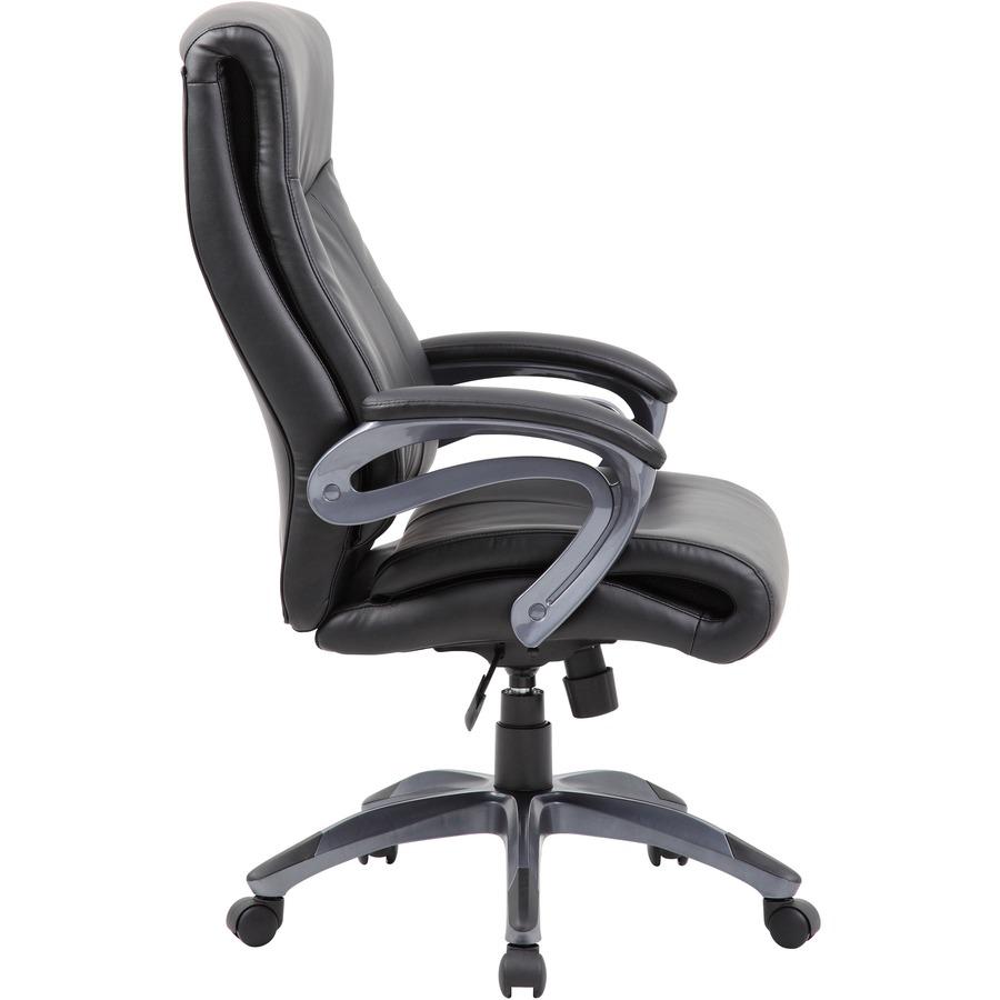 Boss B8661 Executive Chair - Black LeatherPlus Seat - Gray Leather Back - Black, Gray Nylon Frame - 5-star Base - 1 Each. Picture 9