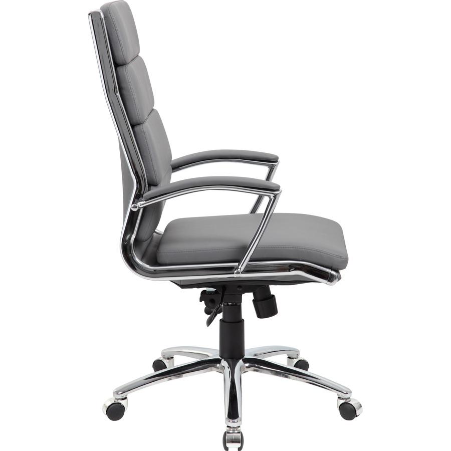Boss B9471 Executive Chair - Gray Vinyl Seat - Gray Back - Chrome, Black Chrome Frame - 5-star Base - Armrest - 1 Each. Picture 9