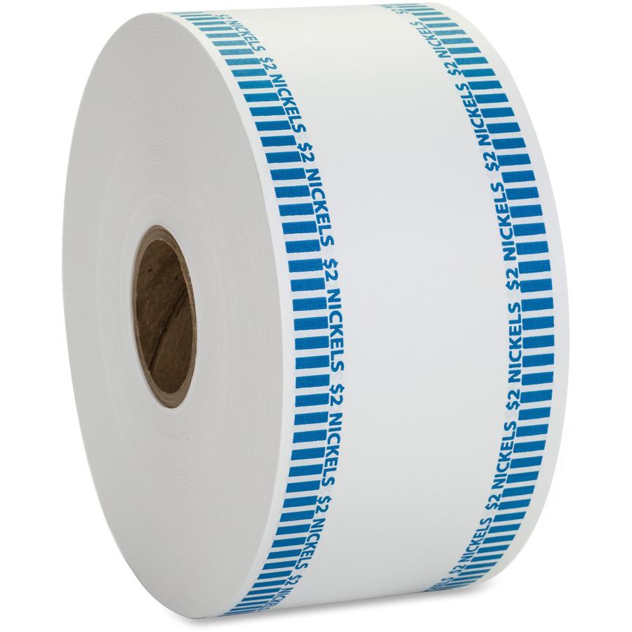 PAP-R Color-coded Coin Machine Wrappers - 1000 ft Length - 1900 Wrap(s)Total $2.00 in 40 Coins of 5¢ Denomination - 15 lb Basis Weight - Kraft - Blue, White - 1900 / Roll. Picture 2