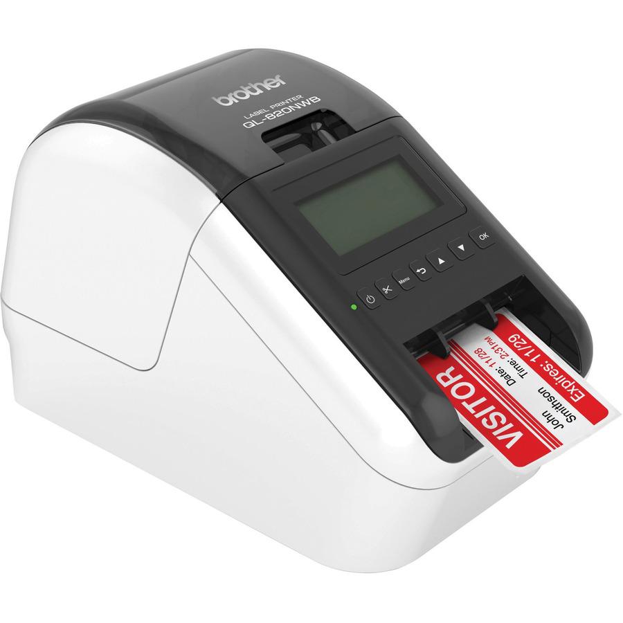 Brother QL-820NWB Label Printer - Direct Thermal - Monochrome - Brother QL-820NWB Label Printer - Direct Thermal - Monochrome prints amazing Black/Red labels using DK-2251. Easy to read Backlit Monoch. Picture 6