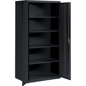 Lorell Fortress Series Storage Cabinet - 36" x 24" x 72" - 5 x Shelf(ves) - Hinged Door(s) - Sturdy, Recessed Locking Handle, Removable Lock, Durable, Storage Space - Black - Powder Coated - Steel - R. Picture 4