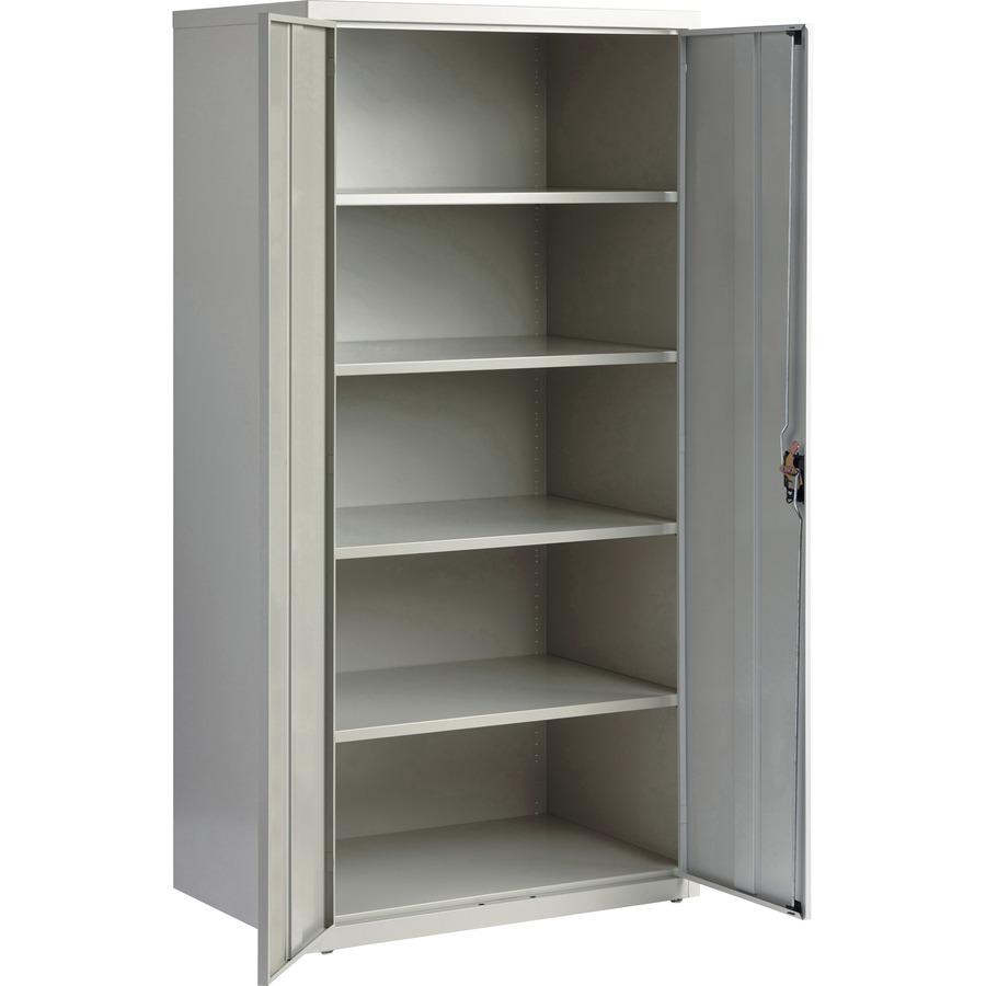Lorell Fortress Series Storage Cabinet - 24" x 36" x 72" - 5 x Shelf(ves) - Hinged Door(s) - Sturdy, Recessed Locking Handle, Removable Lock, Durable, Storage Space - Light Gray - Powder Coated - Stee. Picture 8