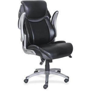 Lorell Wellness by Design Executive Chair - 5-star Base - Black - Bonded Leather - 22.50" Seat Width x 18.50" Seat Depth - 30" Width x 27.8" Depth x 46.8" Height - 1 Each. Picture 6