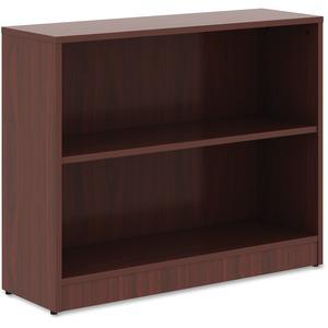 Lorell Laminate Bookcase - 2 Shelf(ves) - 29.5" Height x 36" Width x 12" Depth - Sturdy, Adjustable Feet, Adjustable Shelf - Thermofused Laminate (TFL) - Mahogany - Laminate - 1 Each. Picture 2