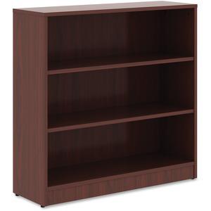 Lorell Laminate Bookcase - 3 Shelf(ves) - 36" Height x 36" Width x 12" Depth - Sturdy, Adjustable Feet, Adjustable Shelf - Thermofused Laminate (TFL) - Mahogany - Laminate - 1 Each. Picture 2