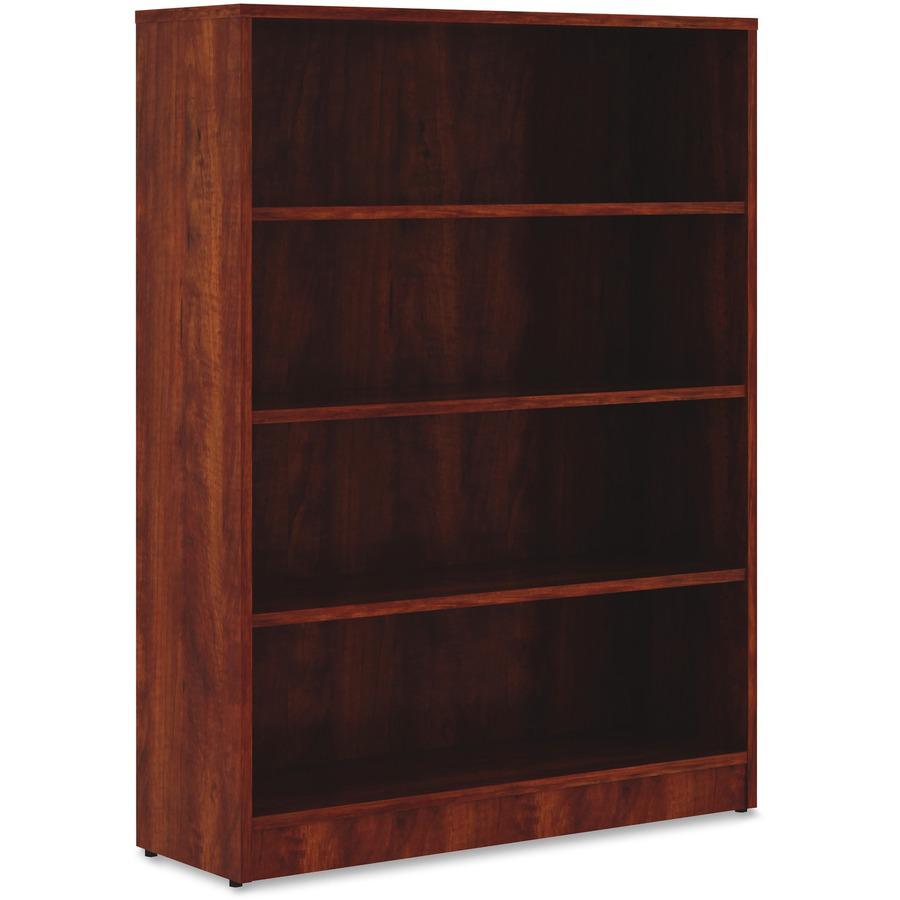 Lorell Laminate Bookcase - 4 Shelf(ves) - 48" Height x 36" Width x 12" Depth - Sturdy, Adjustable Feet - Cherry - Laminate - 1 Each. Picture 5