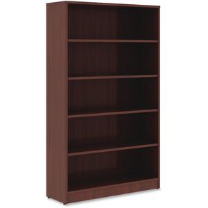 Lorell Laminate Bookcase - 0.8" Shelf, 36" x 12"60" - 5 Shelve(s) - 4 Adjustable Shelf(ves) - Square Edge - Material: Thermofused Laminate (TFL) - Finish: Mahogany. Picture 7