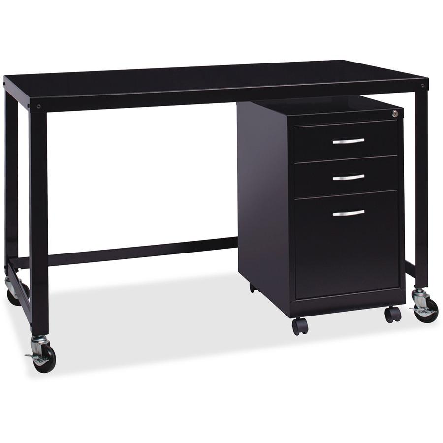 Lorell SOHO Personal Mobile Desk - Rectangle Top - 48" Table Top Width x 23" Table Top Depth - 29.50" HeightAssembly Required - Black - 1 Each. Picture 6