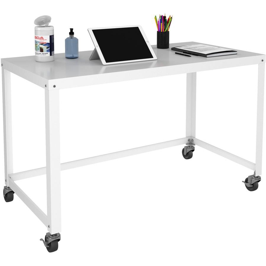 Lorell SOHO Personal Mobile Desk - Rectangle Top - 48" Table Top Width x 23" Table Top Depth - 29.50" HeightAssembly Required - White - 1 Each. Picture 8