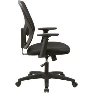 Lorell Mid-back Task Chair - Black Fabric Seat - Black Mesh Back - Mid Back - 1 Each. Picture 2
