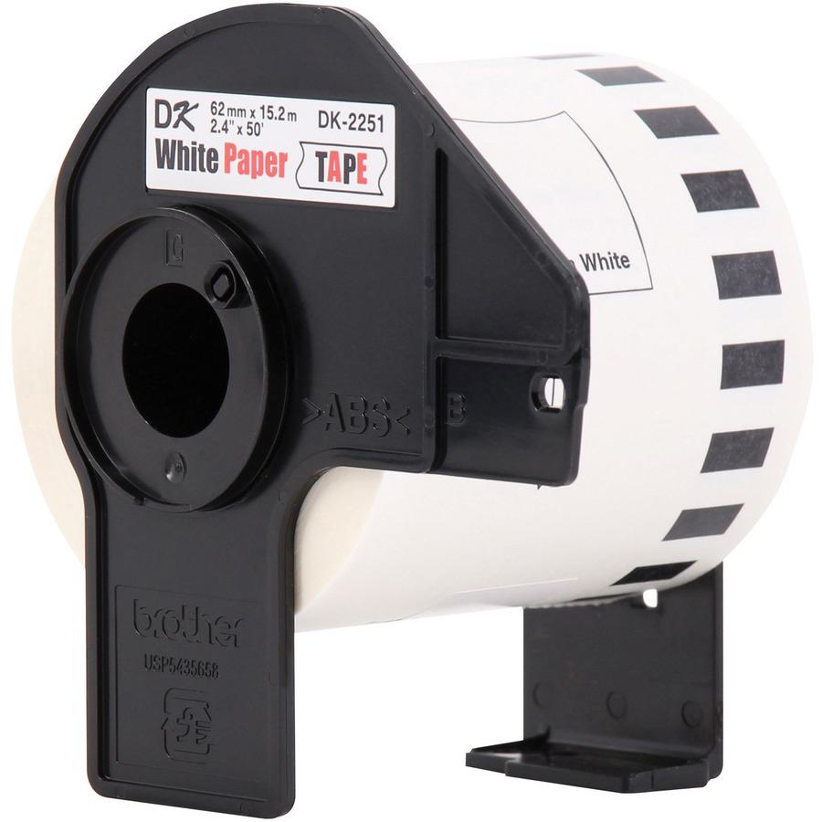 Brother DK2251 - Black/Red on White Continuous Length Paper Labels - 2.40" Width x 50 ft Length - White - Paper. Picture 5