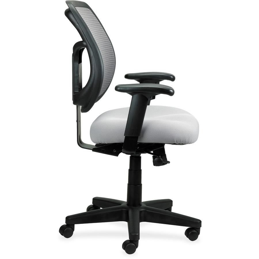 Eurotech Apollo Mid-back - Silver Vinyl, Fabric Seat - Mid Back - 5-star Base - 1 Each. Picture 2