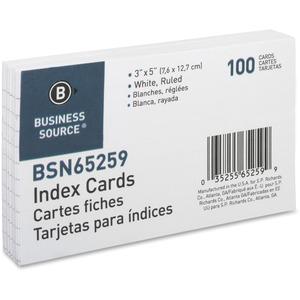 Business Source Ruled Index Cards - Front Ruling Surface - Ruled - 72 lb Basis Weight - 5" x 3" - White Paper - 1000 / Box. Picture 3
