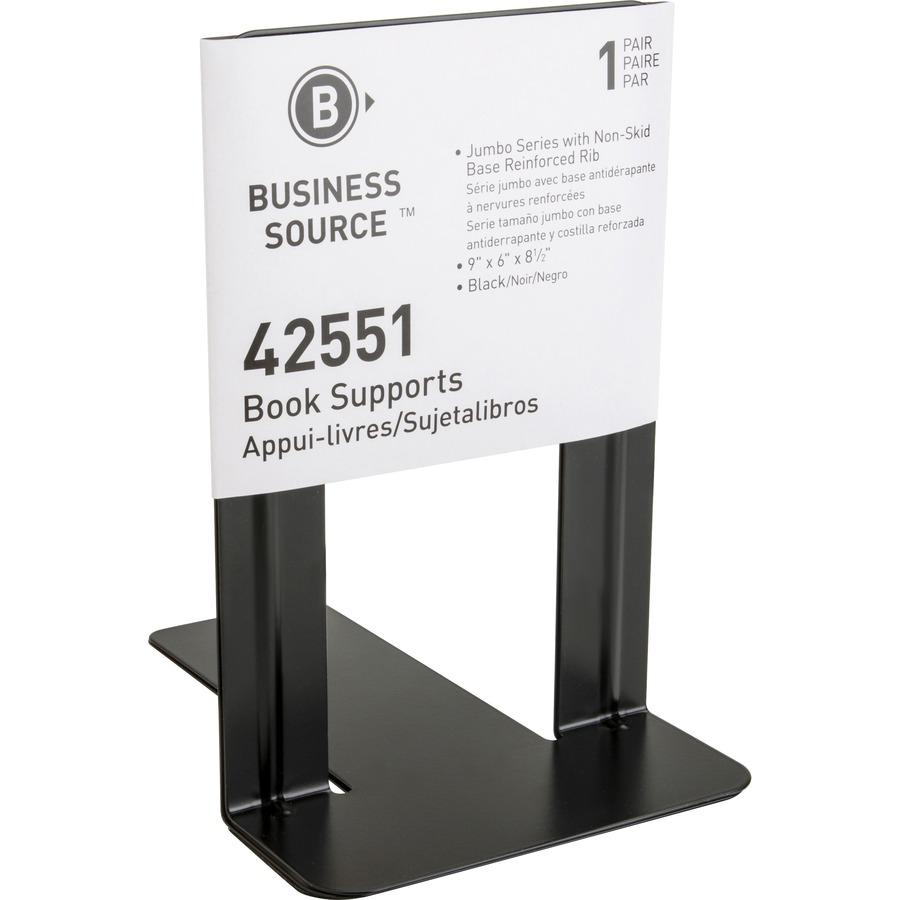 Business Source Heavy-gauge Steel Book Supports - 8.5" Height x 9" Width x 6" DepthDesktop - Non-skid Base, Scratch Resistant, Stain Resistant - Black - Steel - 12 / Box. Picture 6