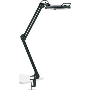 Lorell Magnifier Lamp with Clamp-On - 33" Height - 5.1" Width - 22 W Bulb - Glass, Metal - Black. Picture 4