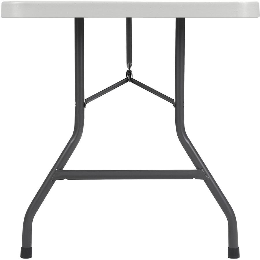Lorell Extra-Capacity Ultra-Lite Folding Table - Light Gray Top - Dark Gray Base - 750 lb Capacity x 72" Table Top Width x 30" Table Top Depth - 29.25" Height - Gray - High-density Polyethylene (HDPE). Picture 9