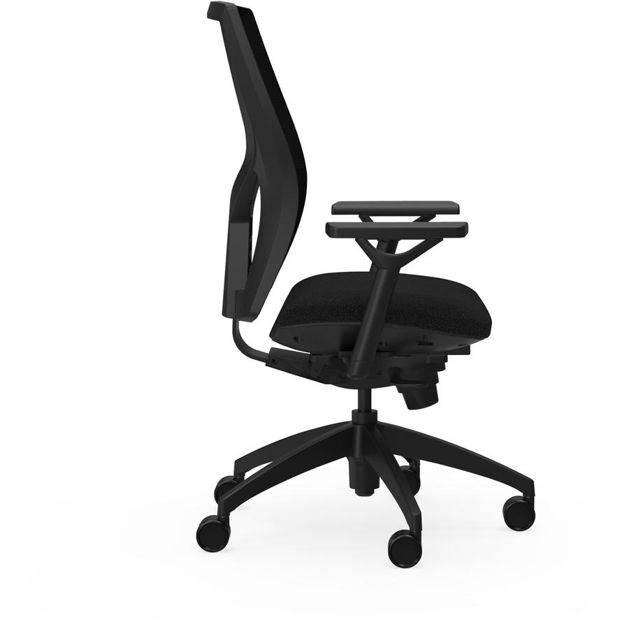 Lorell Justice Series Mesh High-Back Chair - Fabric, Foam Seat - High Back - Black - 1 Each. Picture 7