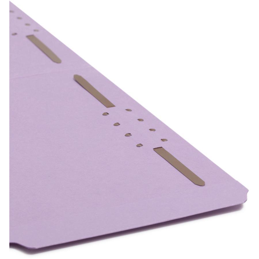 Smead 1/3 Tab Cut Legal Recycled Fastener Folder - 8 1/2" x 14" - 2 Fastener(s) - Top Tab Location - Assorted Position Tab Position - Lavender - 10% Recycled - 50 / Box. Picture 10