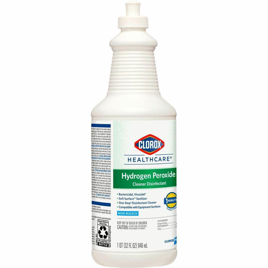 Clorox Healthcare Hydrogen Peroxide Cleaner - Ready-To-Use Liquid - 32 fl oz (1 quart) - 6 / Carton - Clear. Picture 2