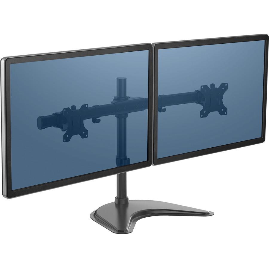Fellowes Professional Series Freestanding Dual Horizontal Monitor Arm - Up to 27" Screen Support - 17.60 lb Load Capacity35" Width - Freestanding - Black. Picture 2