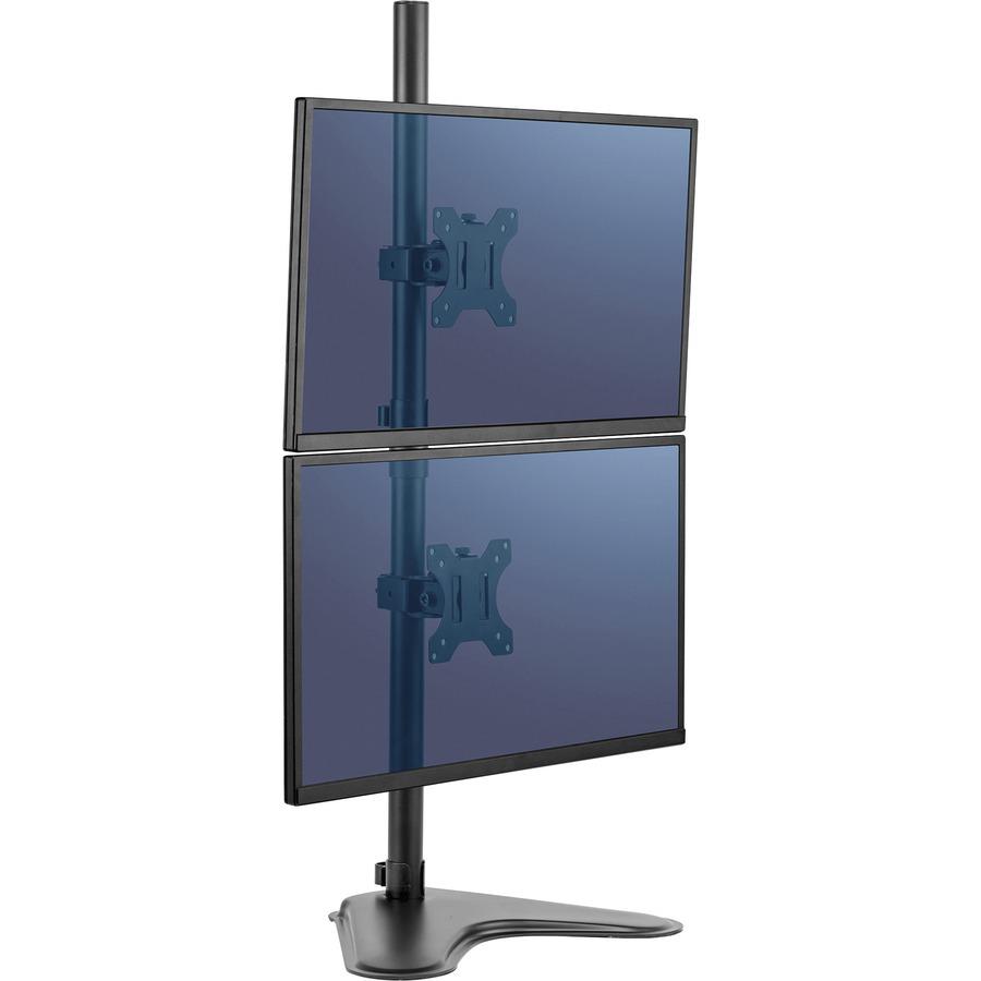 Fellowes Professional Series Freestanding Dual Stacking Monitor Arm - Up to 32" Screen Support - 17.60 lb Load Capacity - 35.5" Height x 15.3" Width - Freestanding - Black. Picture 2
