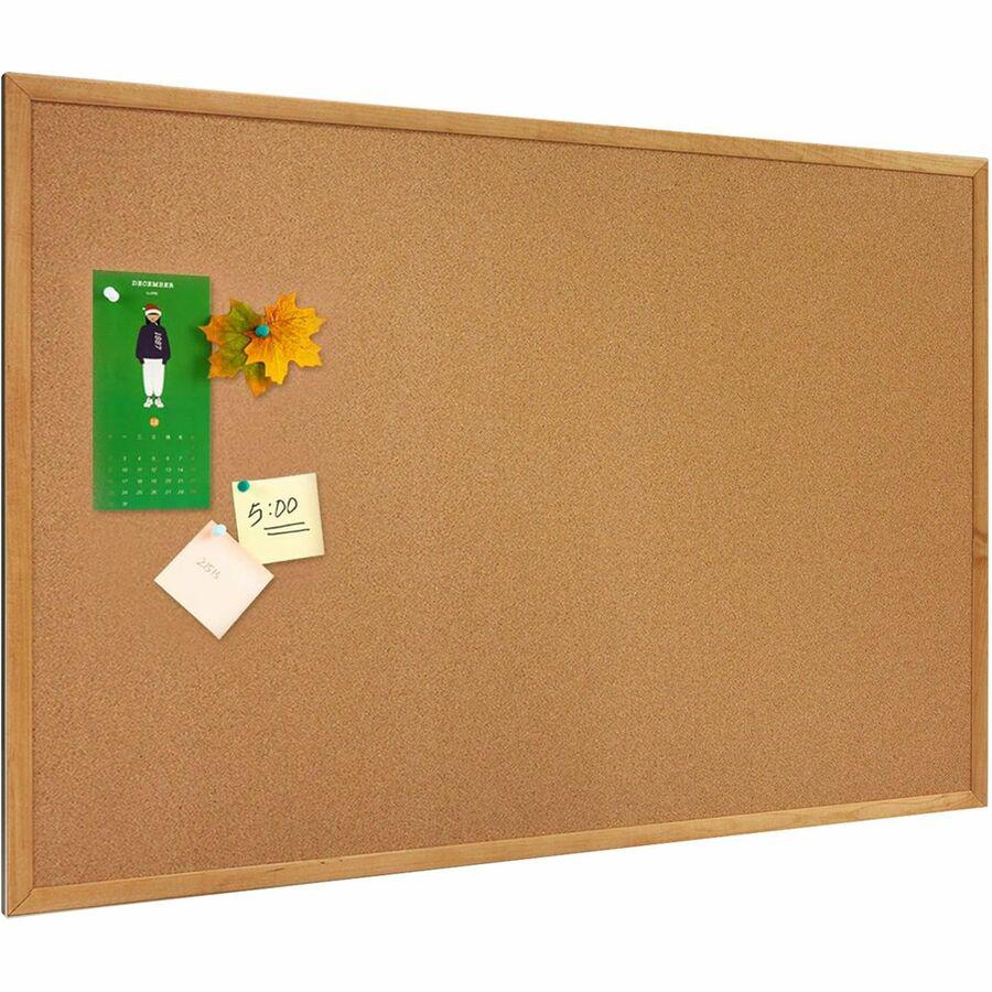 Lorell Bulletin Board - 18" Height x 24" Width - Cork Surface - Long Lasting, Warp Resistant - Brown Oak Frame - 1 Each. Picture 6