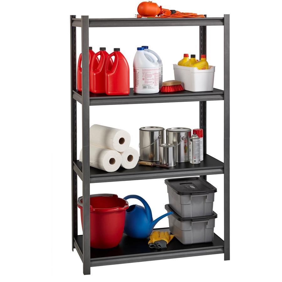 Lorell Iron Horse 3200 lb Capacity Riveted Shelving - 4 Shelf(ves) - 60" Height x 36" Width x 18" Depth - 30% Recycled - Black - Steel, Laminate - 1 Each. Picture 8