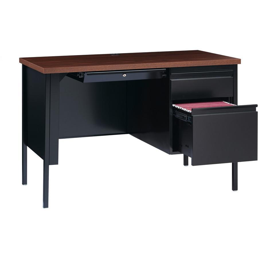 Lorell Fortress Series 45-1/2" Right Single-Pedestal Desk - 45.5" x 24"29.5" , 1.1" Top - Box, File Drawer(s) - Single Pedestal on Right Side - Square Edge. Picture 9