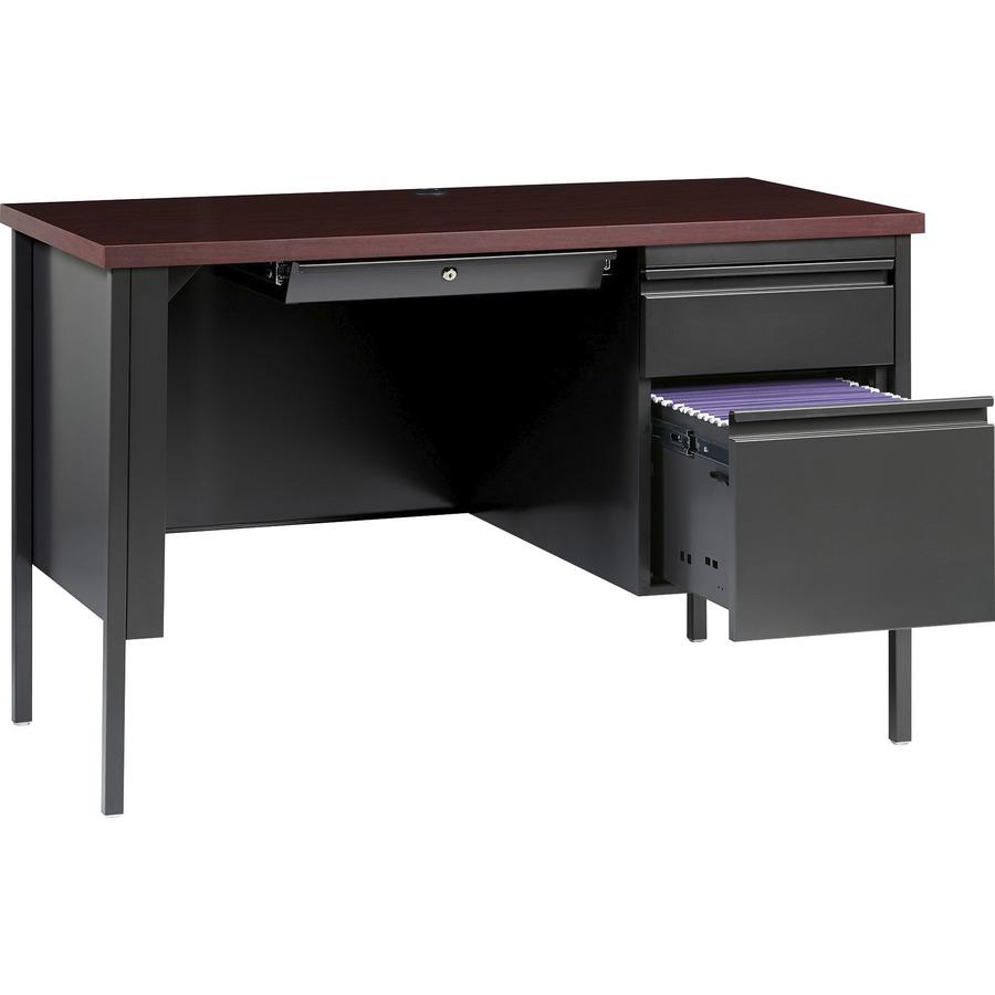 Lorell Fortress Series 45-1/2" Right Single-Pedestal Desk - 45.5" x 24"29.5" , 1.1" Top - Box, File Drawer(s) - Single Pedestal on Right Side - Square Edge. Picture 7