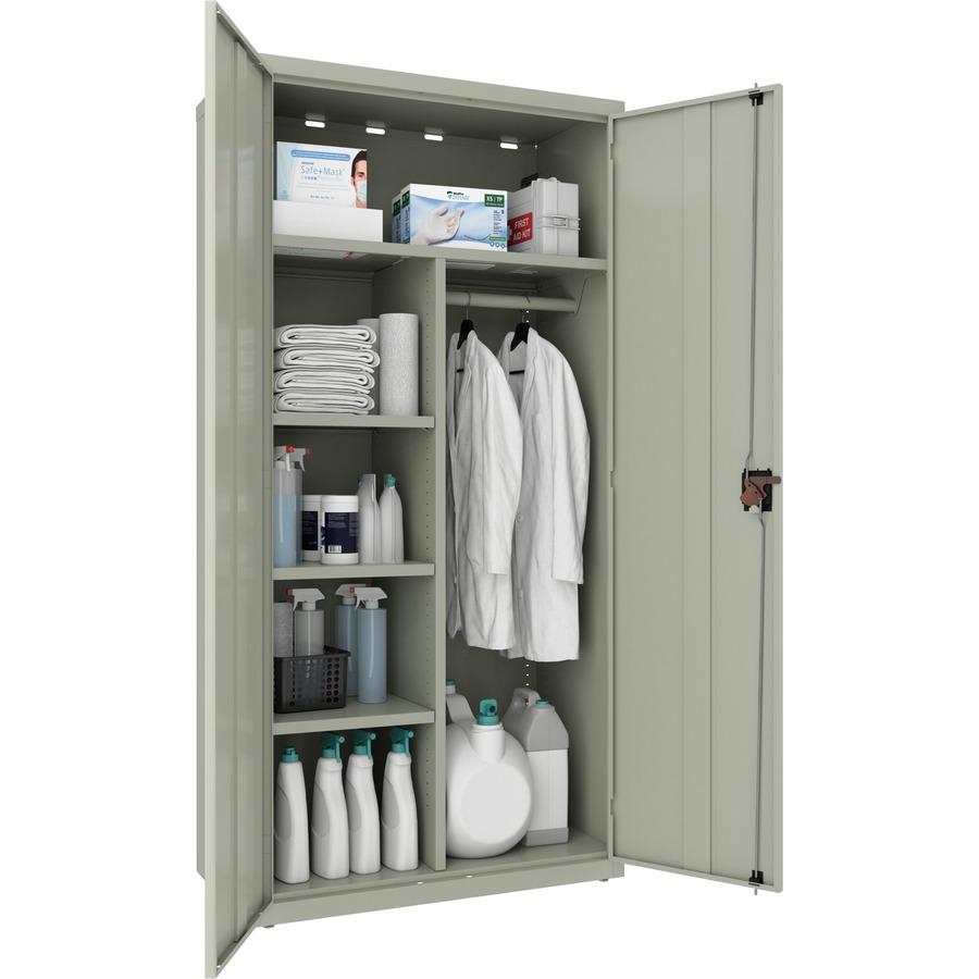 Lorell Fortress Series Wardrobe Cabinet - 18" x 36" x 72" - 2 x Door(s) - Locking Door - Gray - Steel - Recycled. Picture 6