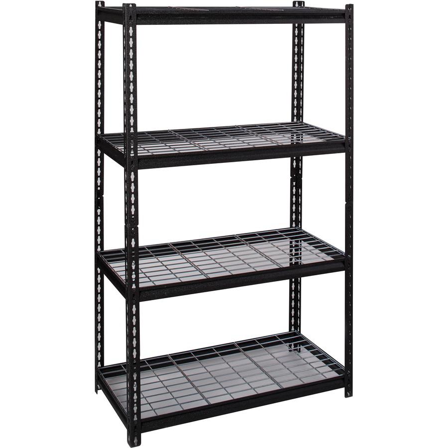 Lorell Wire Deck Shelving - 4 Shelf(ves) - 60" Height x 36" Width x 18" Depth - 30% Recycled - Black - Steel - 1 Each. Picture 8
