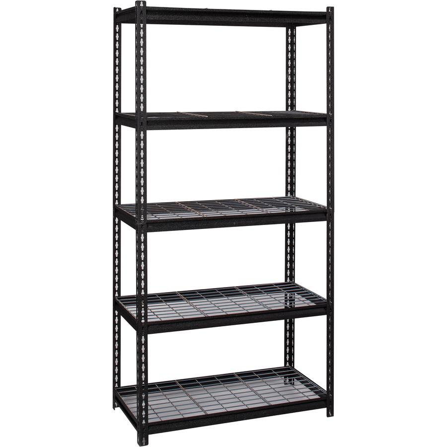 Lorell Wire Deck Shelving - 5 Shelf(ves) - 72" Height x 36" Width x 18" Depth - 28% Recycled - Black - Steel - 1 Each. Picture 8