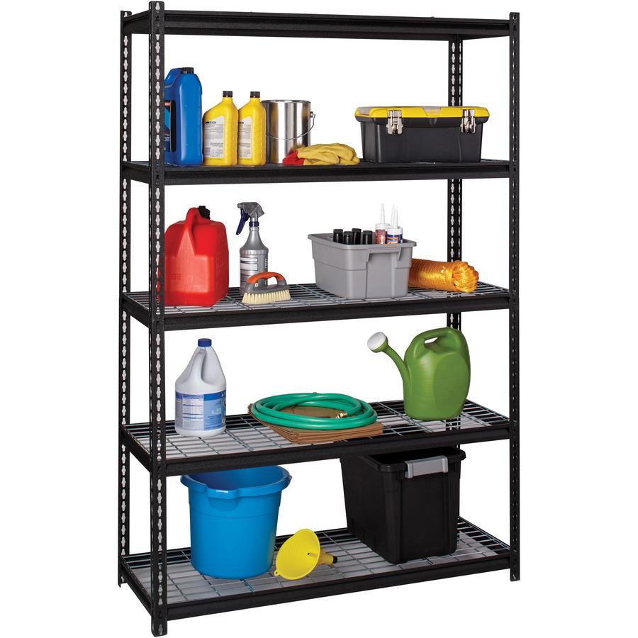 Lorell Wire Deck Shelving - 5 Shelf(ves) - 72" Height x 48" Width x 18" Depth - 28% Recycled - Black - Steel - 1 Each. Picture 8
