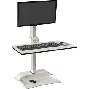 Safco Desktop Sit-Stand Desk Riser - Up to 27" Screen Support - 25 lb Load Capacity - 36" Height x 27.6" Width x 21.9" Depth - Desktop - Steel - White. Picture 3