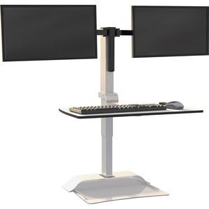 Safco Desktop Sit-Stand Desk Riser - Up to 27" Screen Support - 28 lb Load Capacity - 37.2" Height x 27.3" Width x 21.8" Depth - Desktop - Steel - White. Picture 5